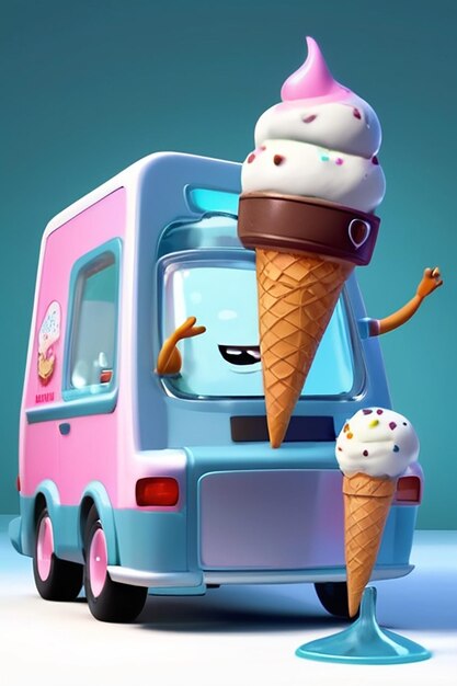 Foto guião de ilustração de animação 3d de personagem de desenho animado ice cream maker