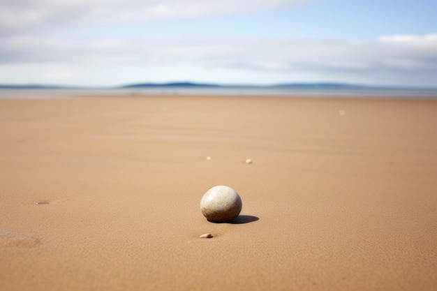 Un guijarro solitario en una playa de arena