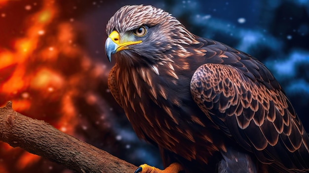 Águila en el árbol hermoso pájaro águila con ojos naranjas