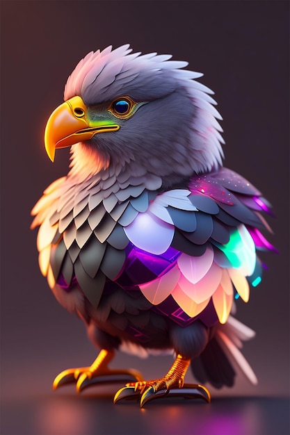 Águila bebé colorida iridiscente generada con Ai