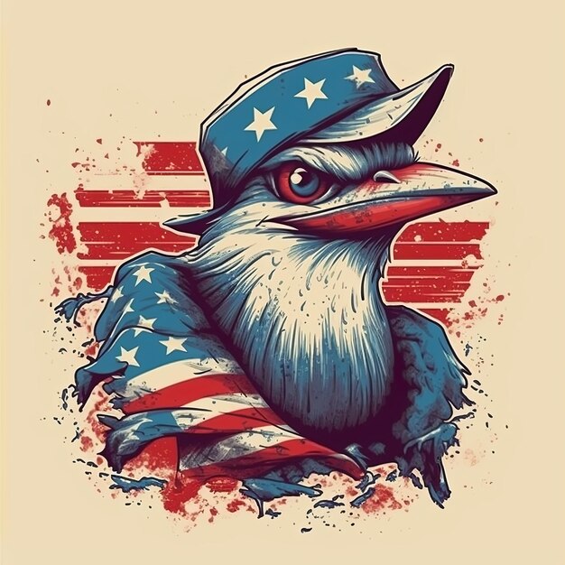 Águila calva con ilustración de bandera americana