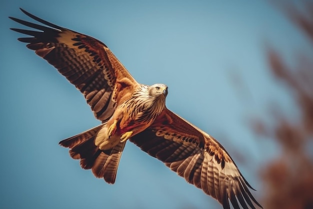 Águila calva en vuelo sobre un cielo azul