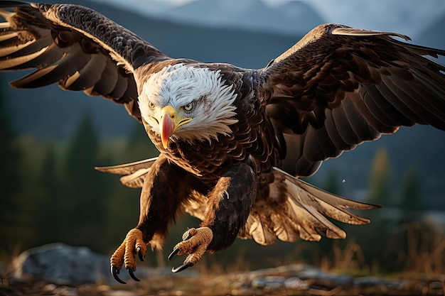 Águila en competición aérea maniobras asombrosas IA generativa