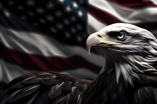Águila en el fondo de la bandera americana Memorial o Día de la Independencia Generativa AI 1