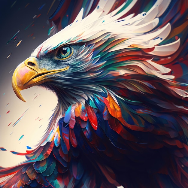 Águila en el fondo de la IA generativa de la bandera americana