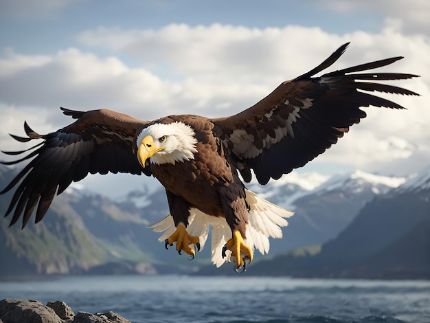 Águila de mar de Steller en vuelo