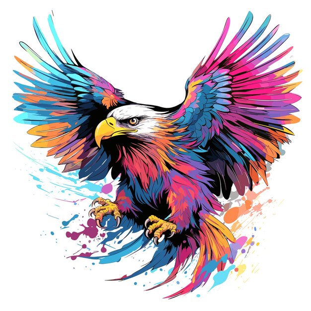 Águila noble y majestuosa en estilo de arte vectorial plantilla para pegatina de camiseta, etc.