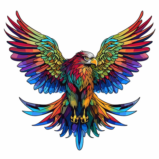 Águila noble y majestuosa en estilo de arte vectorial plantilla para pegatina de camiseta, etc.