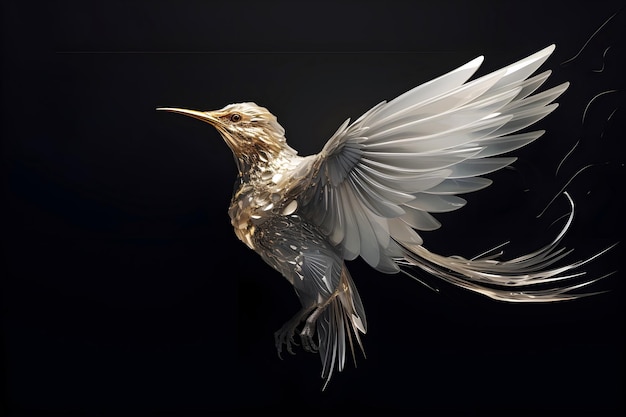 Águila real brillante de cristal sobre fondo oscuro Ilustración creativa de pájaro 3D