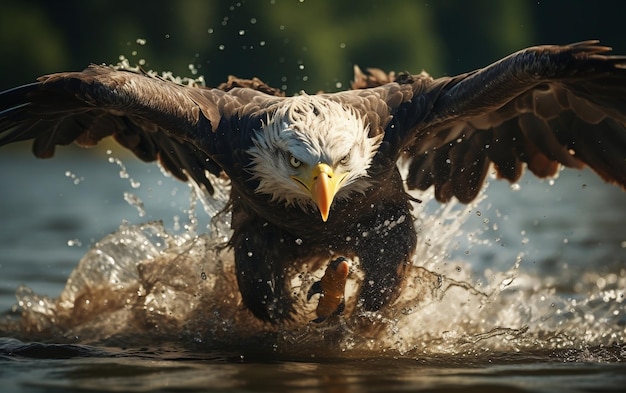 Águila salpicando agua IA generativa