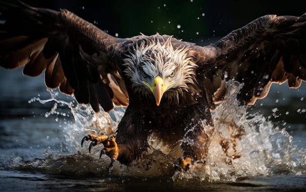 Águila salpicando agua IA generativa