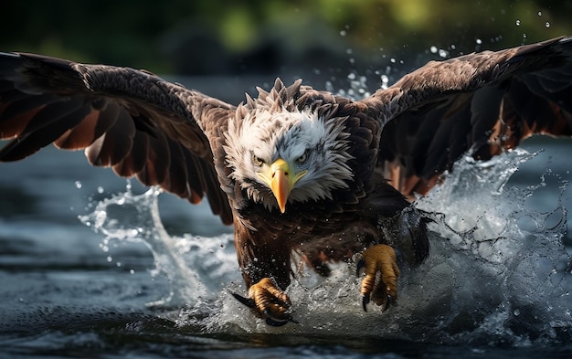 Águila salpicando agua IA generativa