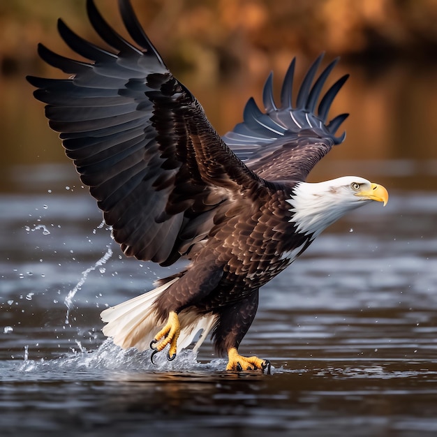 Águila vuela y ataca a la presa