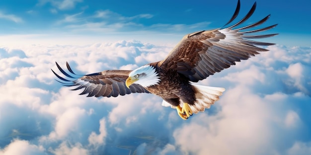 Águila en vuelo por encima de las nubes