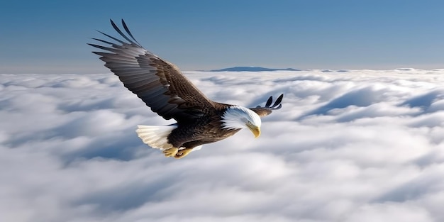 Águila en vuelo por encima de las nubes