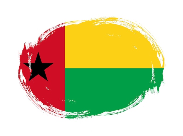 Guinea-Bissau-Flagge im abgerundeten Pinselstrichhintergrund