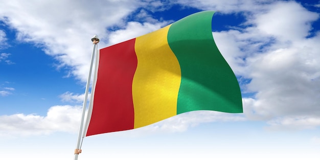 Guinea winkende Flagge 3D-Darstellung