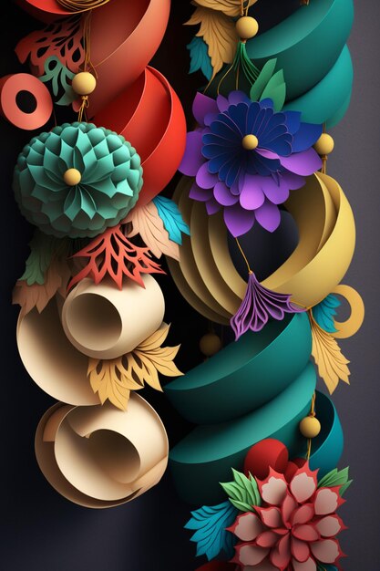 Foto guirlandas coloridas de papel chinês para decoração festiva