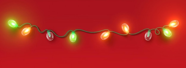 Guirnalda brillante de Navidad Efecto de luz de diseño 3d realista Elemento decorativo de año nuevo Lámparas multicolores Bombilla de neón de colores Decoración de vacaciones de Navidad