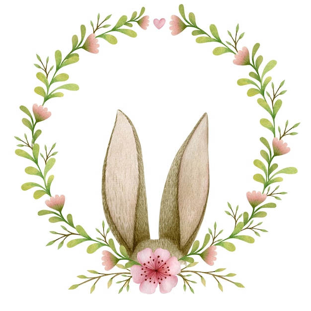 Guirnalda de flores de Pascua acuarela orejas de conejo