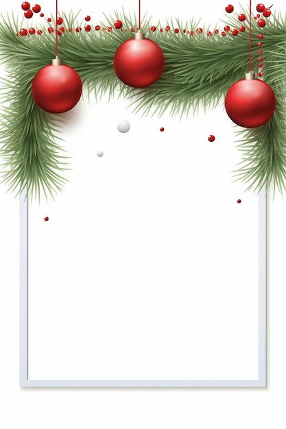 guirnalda de Navidad con bolas rojas sobre un fondo blanco