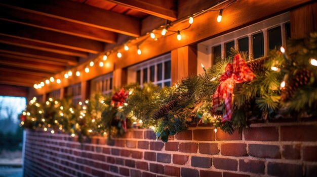 La guirnalda de Navidad iluminada en un entorno tranquilo