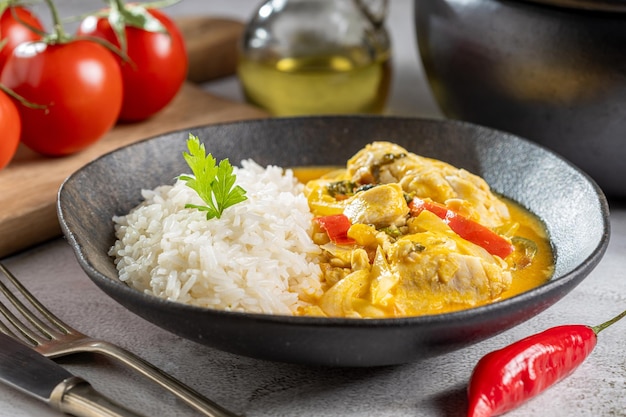 Guisado de peixe Prato tradicional do Brasil Moqueca Baiana de Peixe