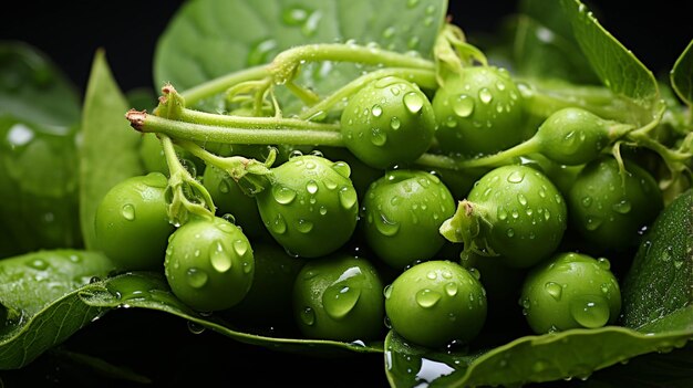 Guisantes verdes sobre verde