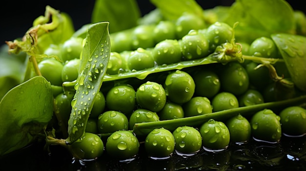 Guisantes verdes sobre verde