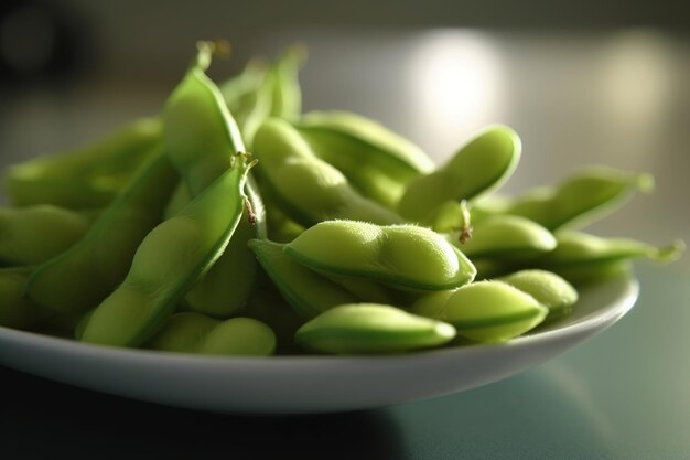 Guisantes verdes en una vaina generados por IA