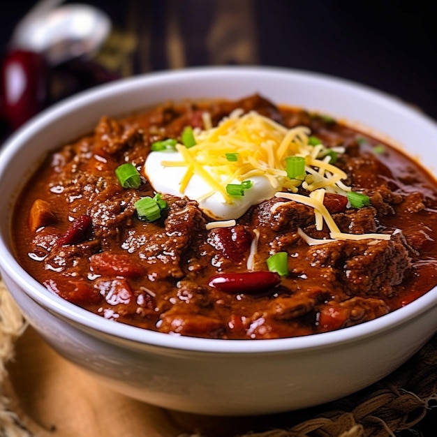 Guiso de frijoles con carne de res sobre un fondo oscuro