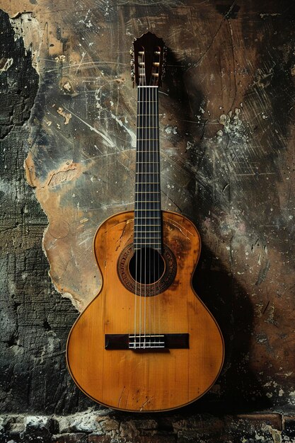 Foto guitarra clásica en un fondo vintage