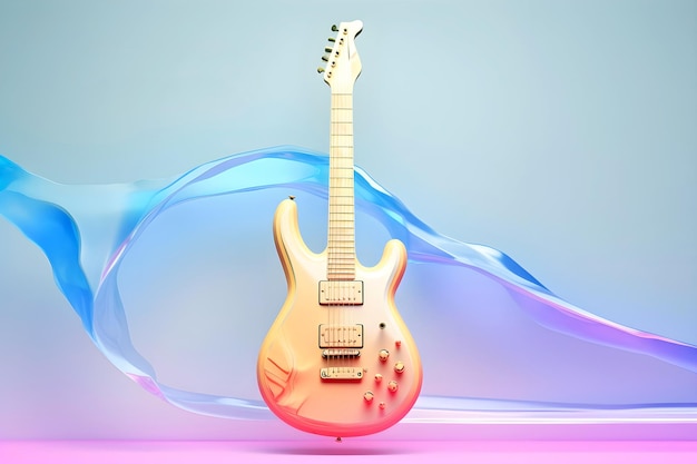 Guitarra de colores brillantes de cristal sobre un fondo claro