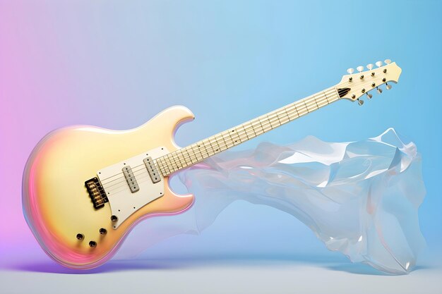 Guitarra colorida brillante de cristal sobre fondo claro