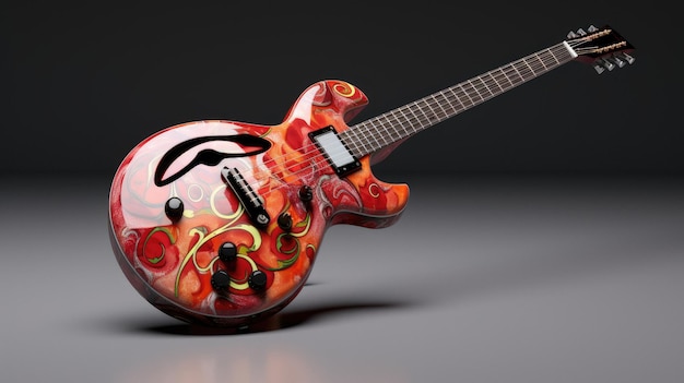 Una guitarra colorida con la palabra ".