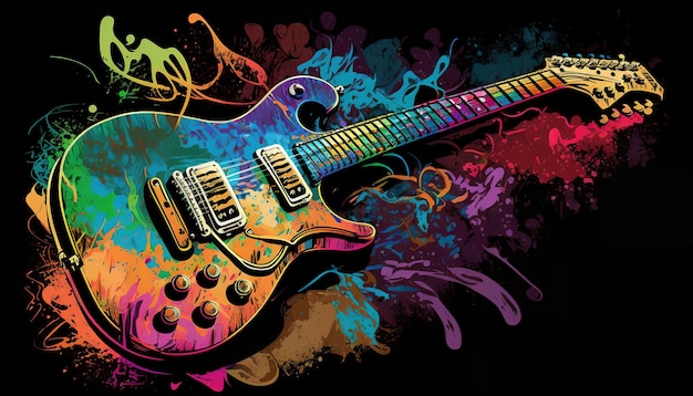 Una guitarra colorida