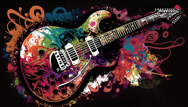 Una guitarra colorida