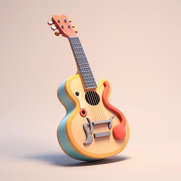 La guitarra de dibujos animados en 3D