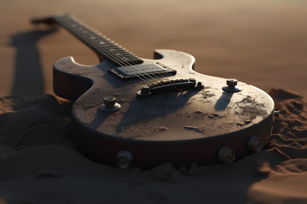 Guitarra eléctrica en la arena Red neuronal IA generada