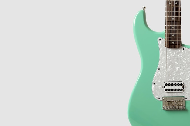 Guitarra elétrica verde isolada no fundo branco