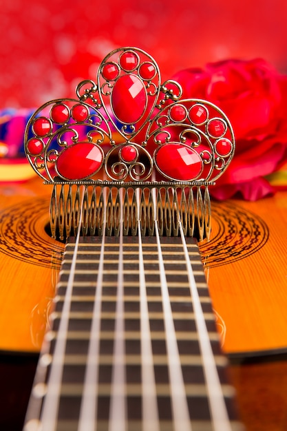 Guitarra espanhola Cassic com elementos de flamenco