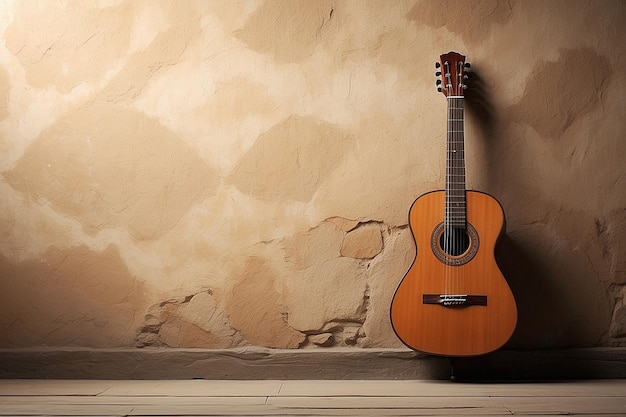 guitarra española en la pared vieja copia espaciada