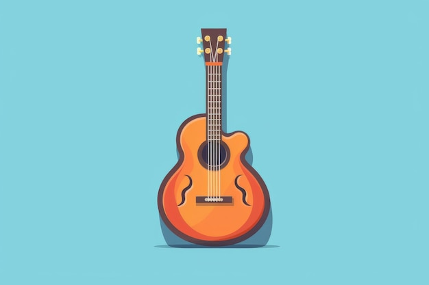 Una guitarra con un fondo azul y una sombra.