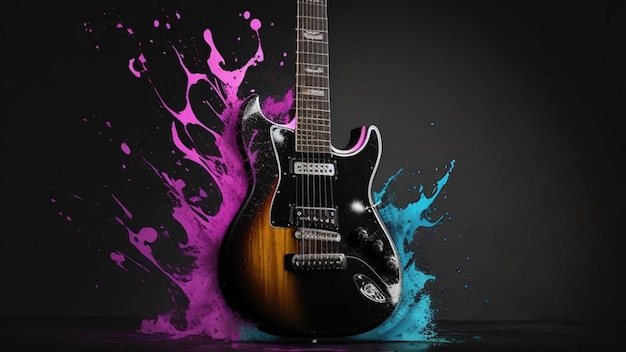 guitarra con un fondo colorido