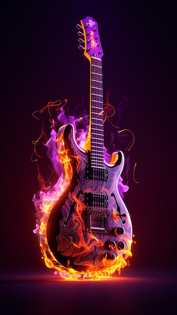 Guitarra de heavy metal en llamas