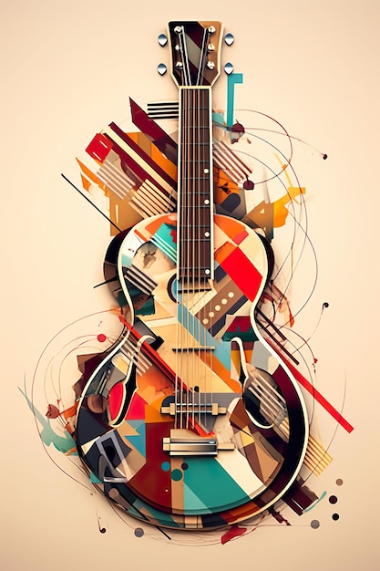 Una guitarra en una imagen de ai generativa de fondo abstracto colorido