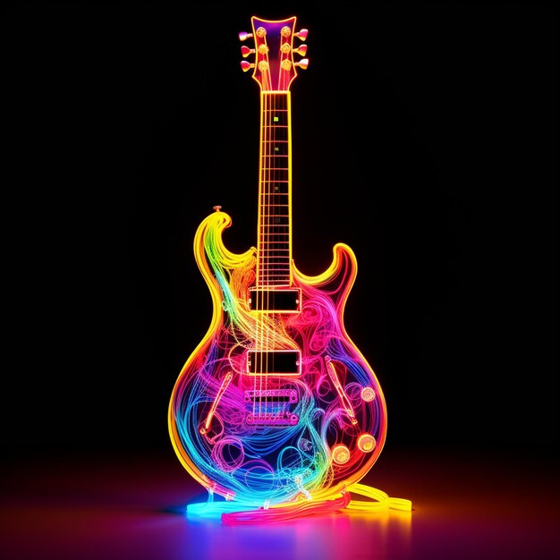 Foto una guitarra llena de colores