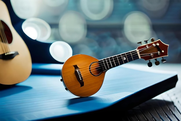 Una guitarra de madera con un número 1 en el frente.