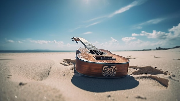 Guitarra na praia generative ai