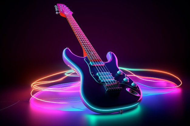 Guitarra neon laser Generate Ai